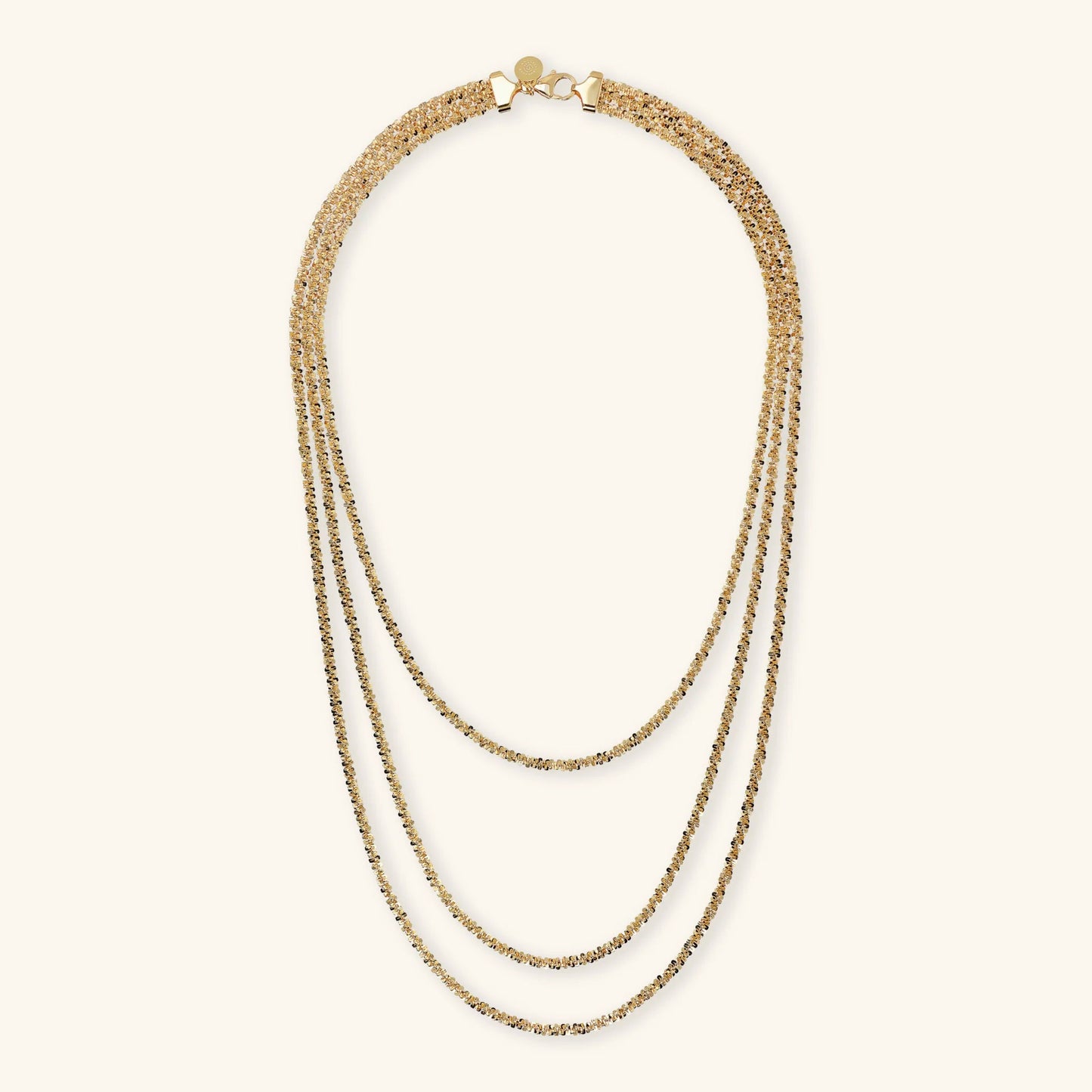 Collana Multifilo Etrusca Graduata Catena Margherita Lega Golden Placcata Oro 18 kt