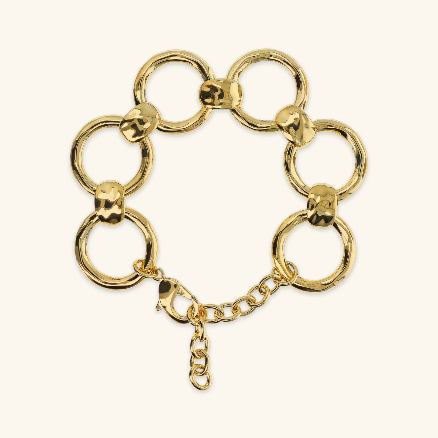 Bracciale Etrusca ad Anelli Martellati Lega Golden Placcata Oro 18 kt