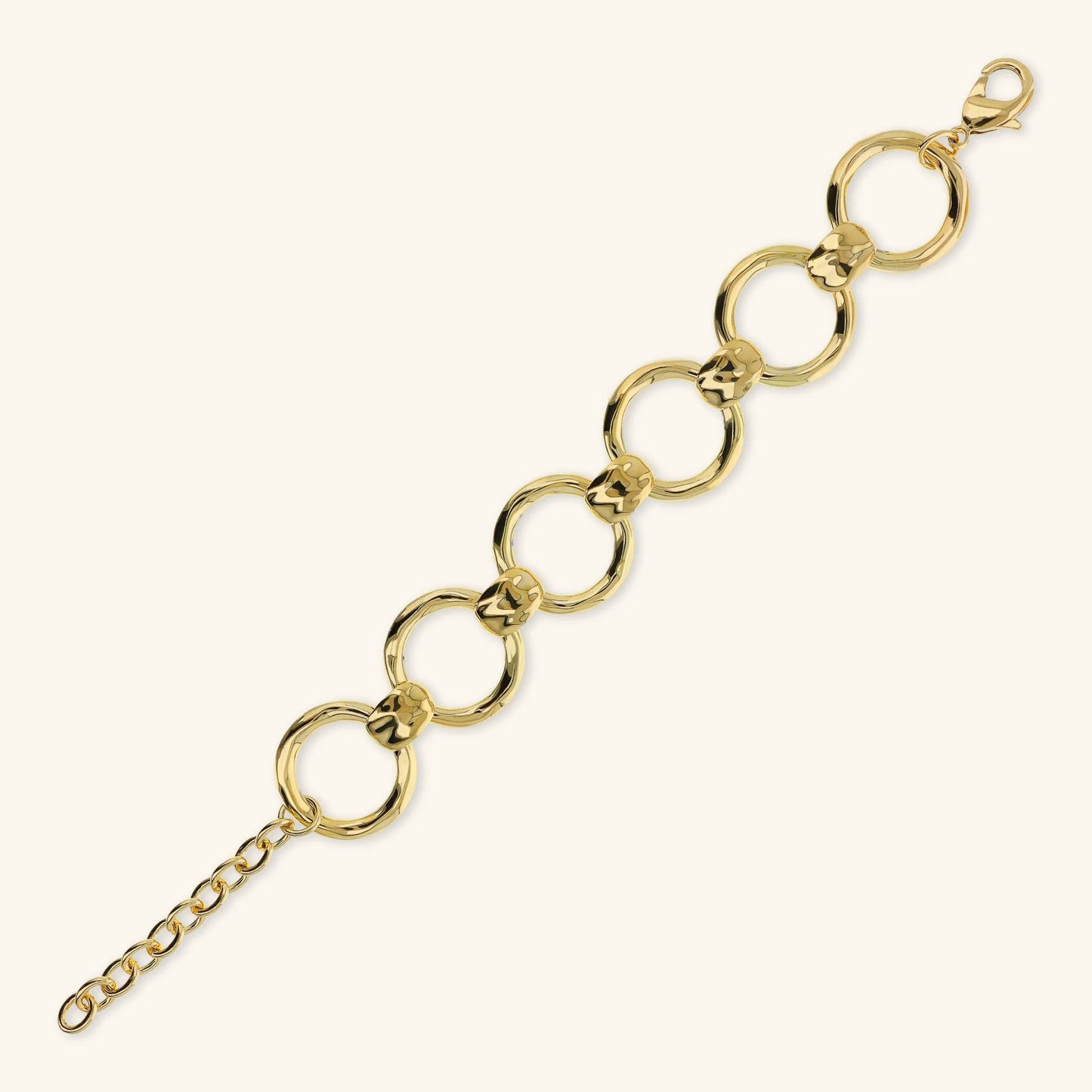 Bracciale Etrusca ad Anelli Martellati Lega Golden Placcata Oro 18 kt