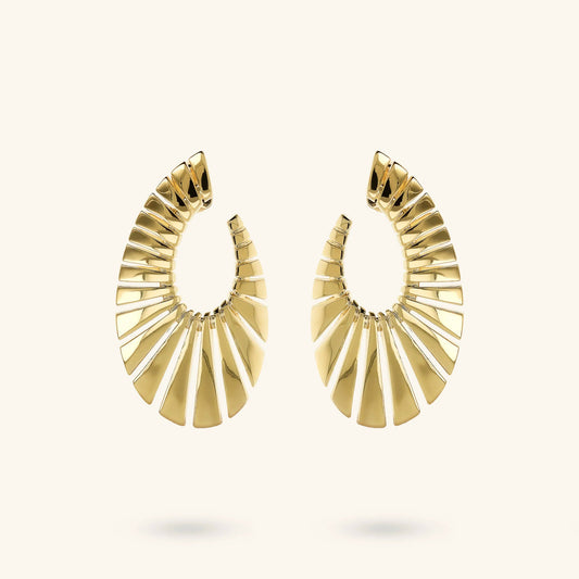 Orecchini Pendenti Etrusca Cleopatra Graduati Lega Golden Placcata Oro 18 kt
