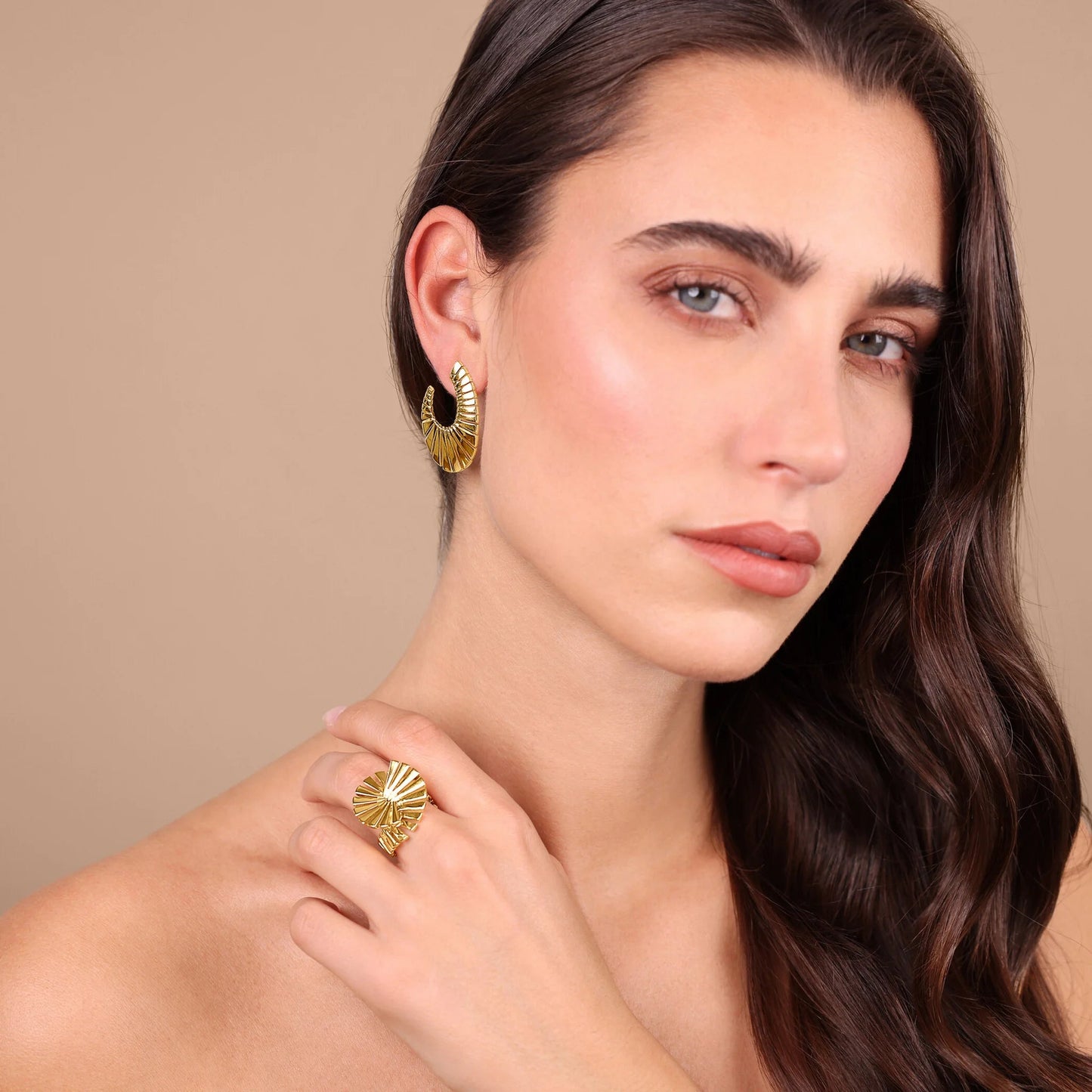 Orecchini Pendenti Etrusca Cleopatra Graduati Lega Golden Placcata Oro 18 kt