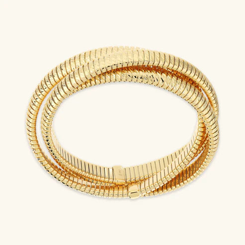 Set Tre Bracciali Etrusca Tubogas Lega Golden Placcata Oro 18 kt