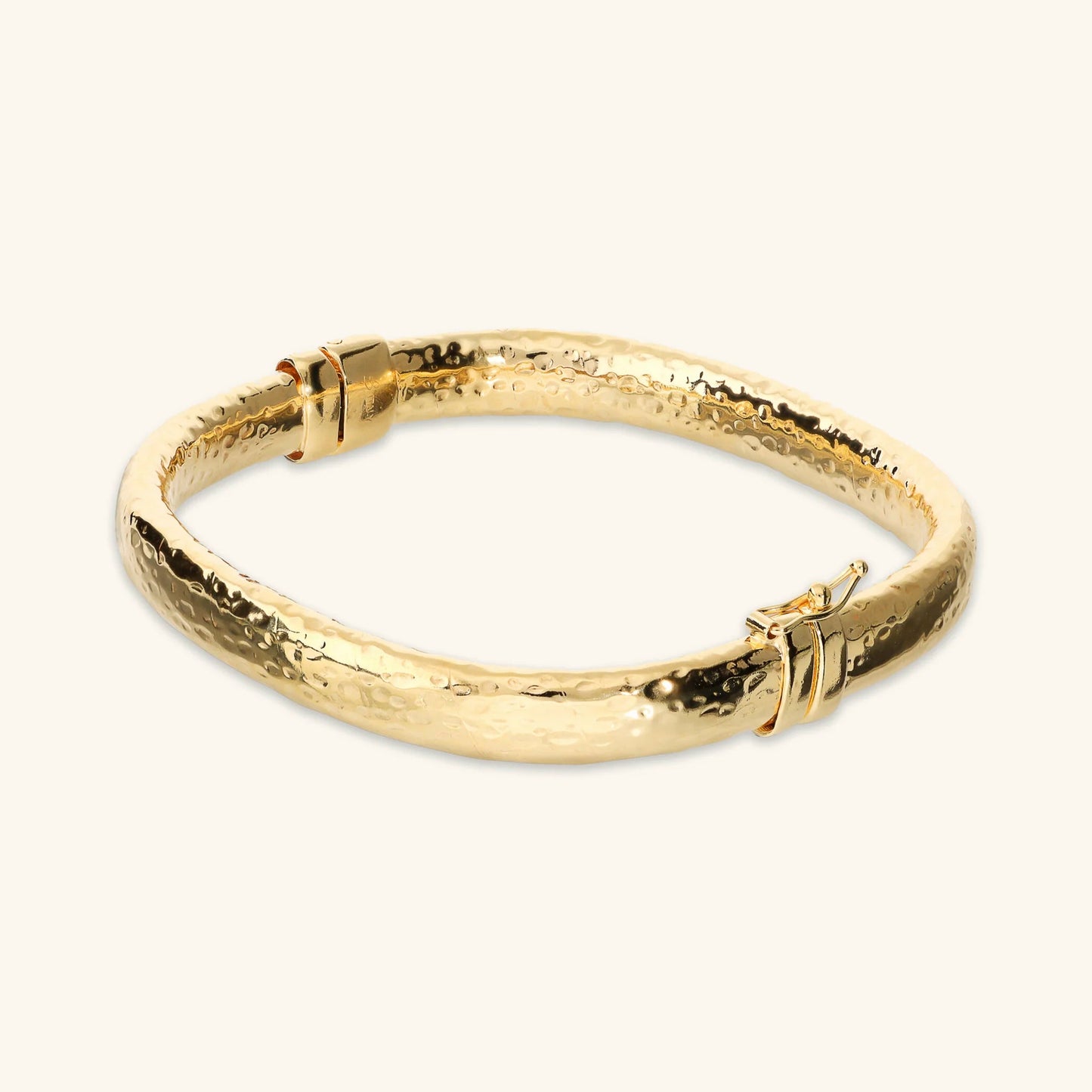 Bracciale Rigido Etrusca Quadrato Martellato Lega Golden Placcata Oro 18 kt