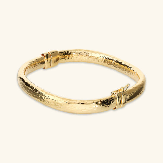 Bracciale Rigido Etrusca Quadrato Martellato Lega Golden Placcata Oro 18 kt