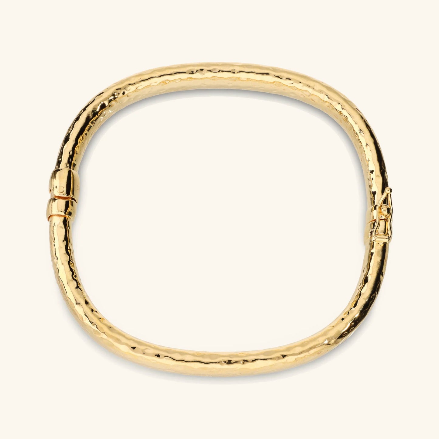 Bracciale Rigido Etrusca Quadrato Martellato Lega Golden Placcata Oro 18 kt