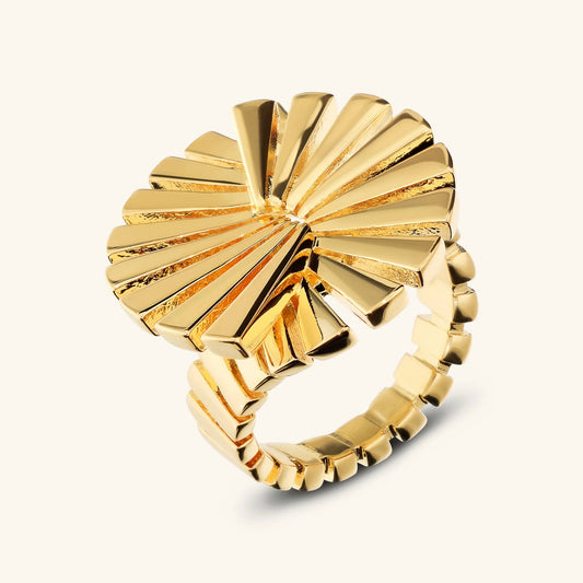 Anello Etrusca Cocktail Cleopatra Lega Golden Placcata Oro 18 kt - Misura 16