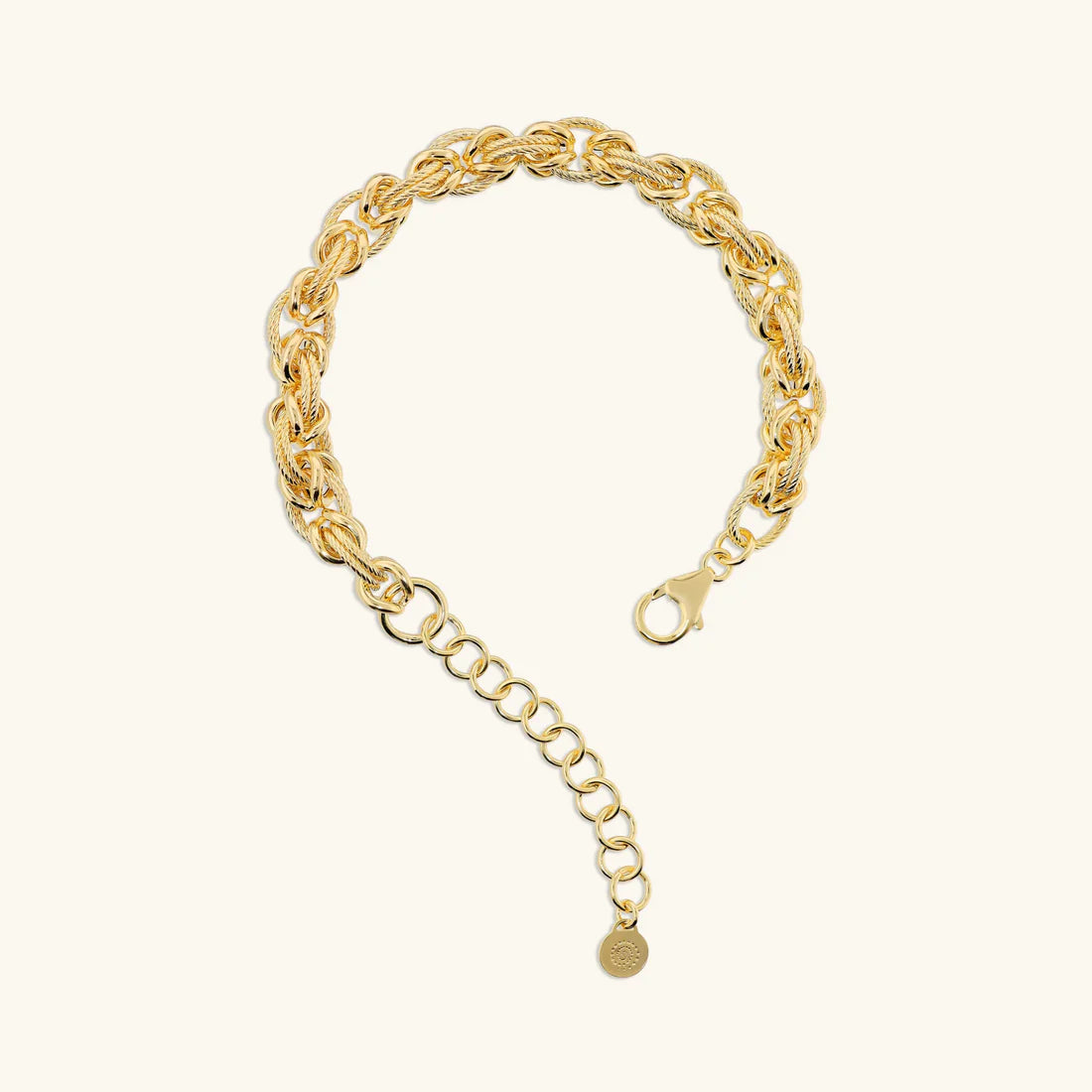 Bracciale Etrusca Maglie Ovali A Intreccio Lavorate Lega Golden Placcata Oro 18kt
