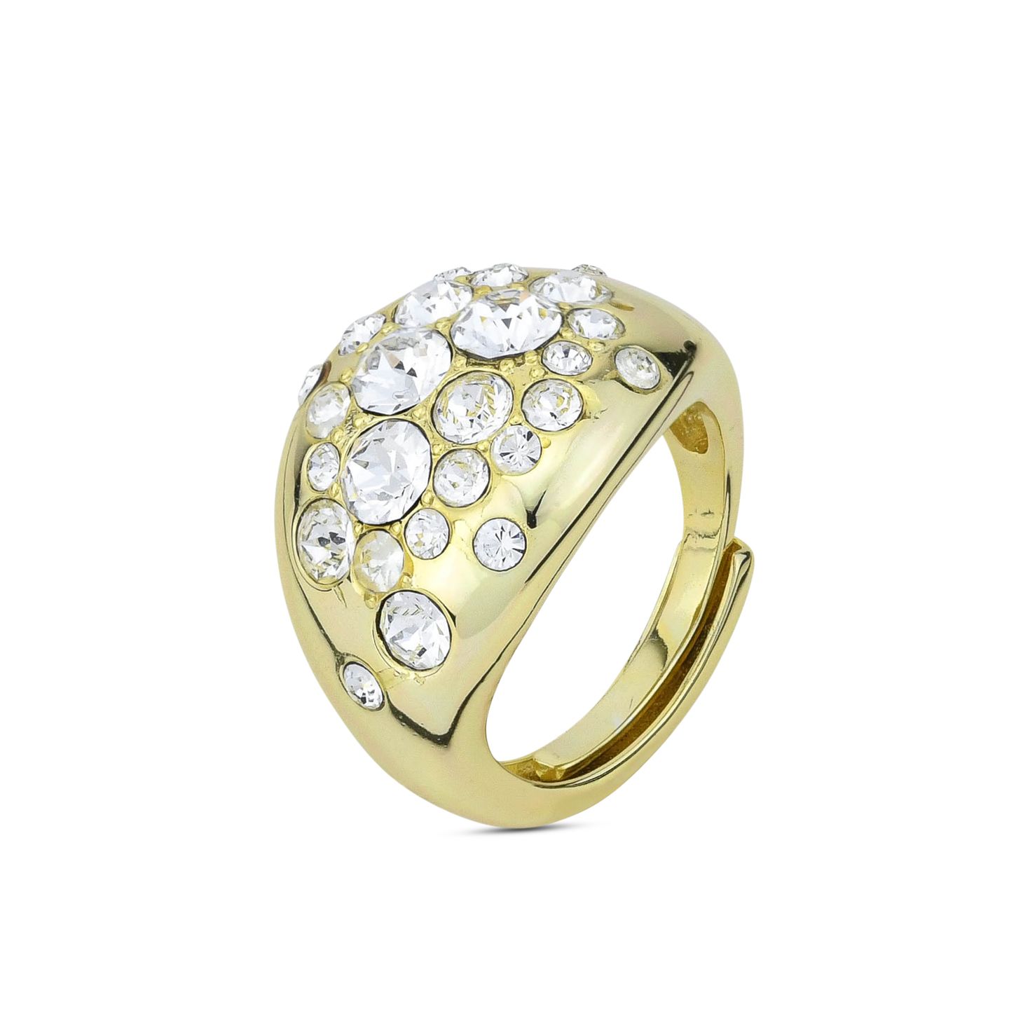 Anello a Fascia Regolabile Boccadamo Mediterranea Harem Bronzo Pvd Oro Cristalli