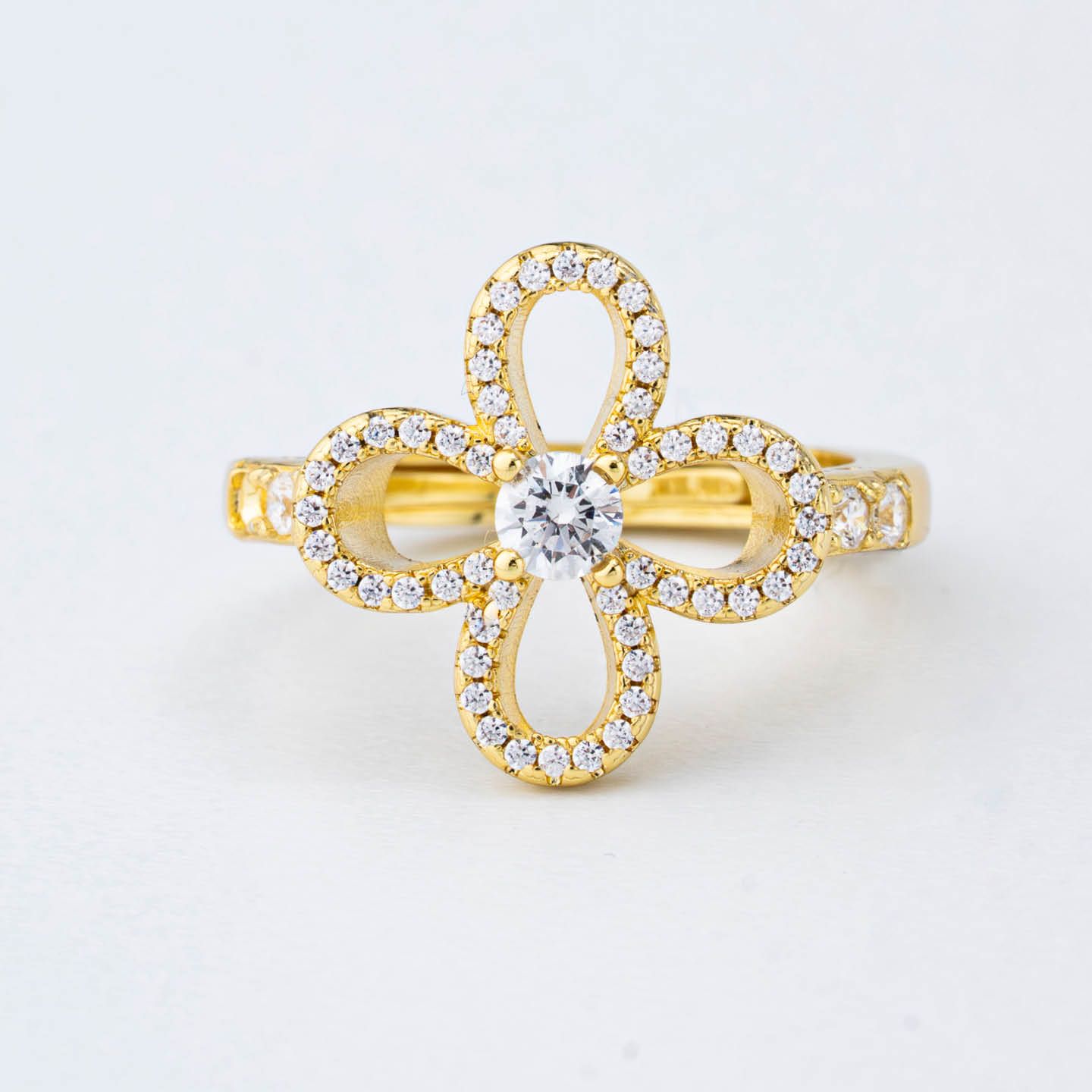 Anello Regolabile Boccadamo Mediterranea Nexma Bronzo Fiore Pvd Oro e Cristalli