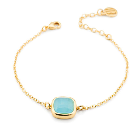 Bracciale Boccadamo Crisette Pvd Oro Centrale Cristallo Quadrato Sfaccettato Azzurro