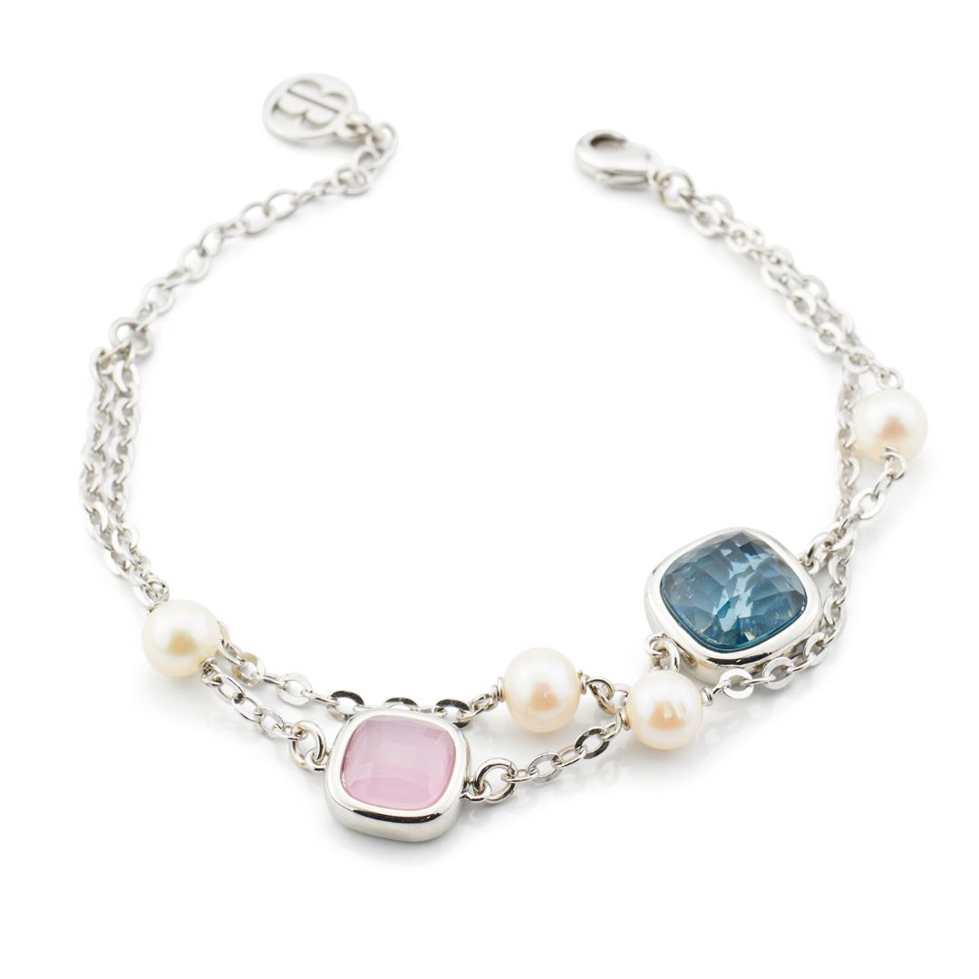 Bracciale 2 Fili Boccadamo Crisette Bronzo Rodiato Cristalli Sfaccettati