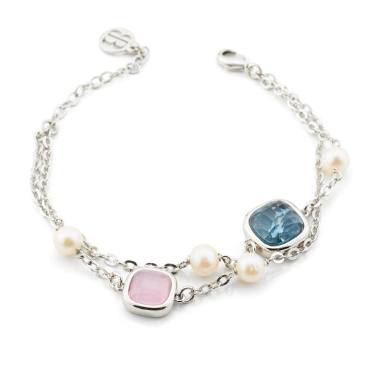 Bracciale 2 Fili Boccadamo Crisette Bronzo Rodiato Cristalli Sfaccettati