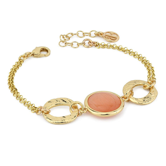 Bracciale 2 Fili Boccadamo Mediterranea Crisette Bronzo Pvd Oro con Cristallo Arancione