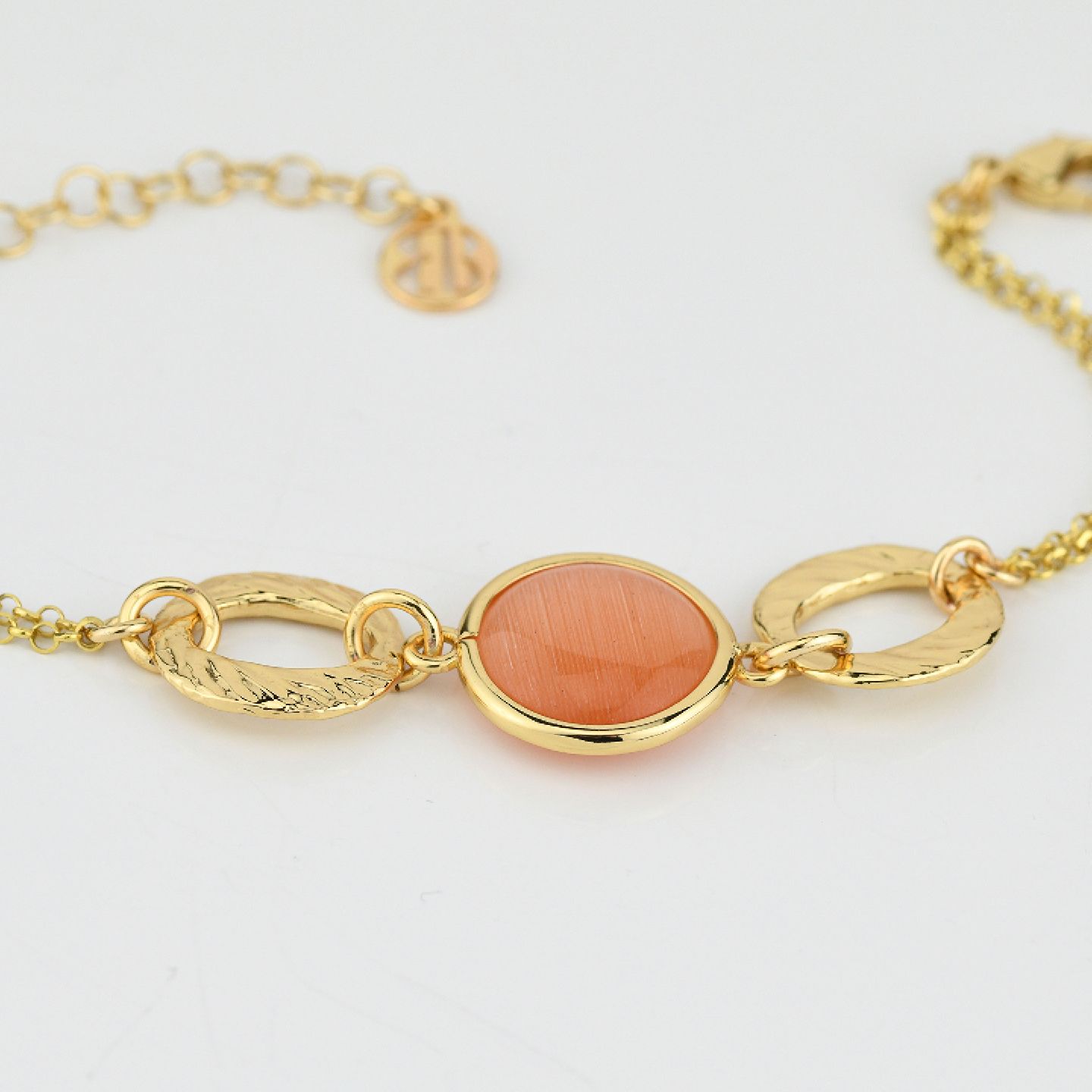 Bracciale 2 Fili Boccadamo Mediterranea Crisette Bronzo Pvd Oro con Cristallo Arancione