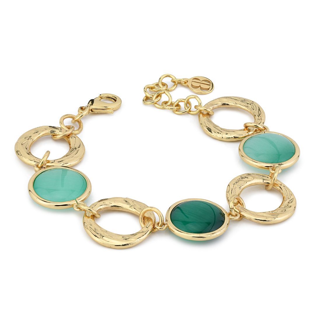 Bracciale Boccadamo Mediterranea Crisette Bronzo Pvd Oro Con Cristalli Verdi