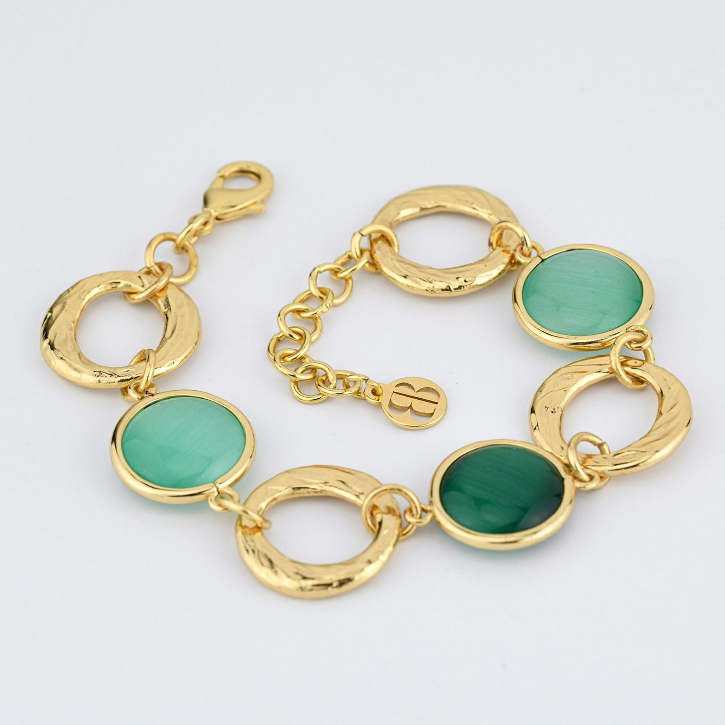Bracciale Boccadamo Mediterranea Crisette Bronzo Pvd Oro Con Cristalli Verdi