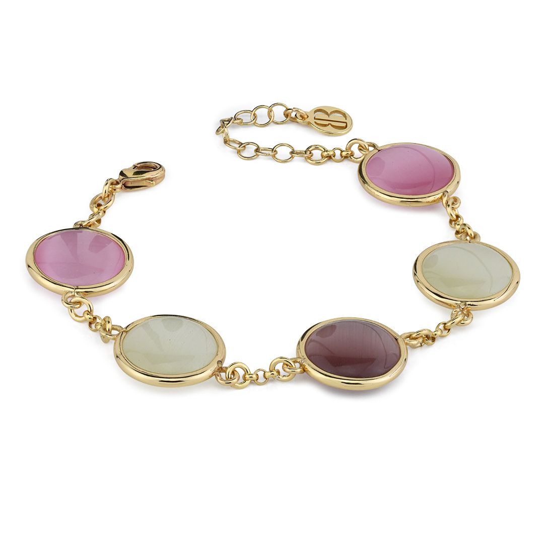 Bracciale Boccadamo Mediterranea Crisette Bronzo Pvd Oro Con Cristalli Cabochon