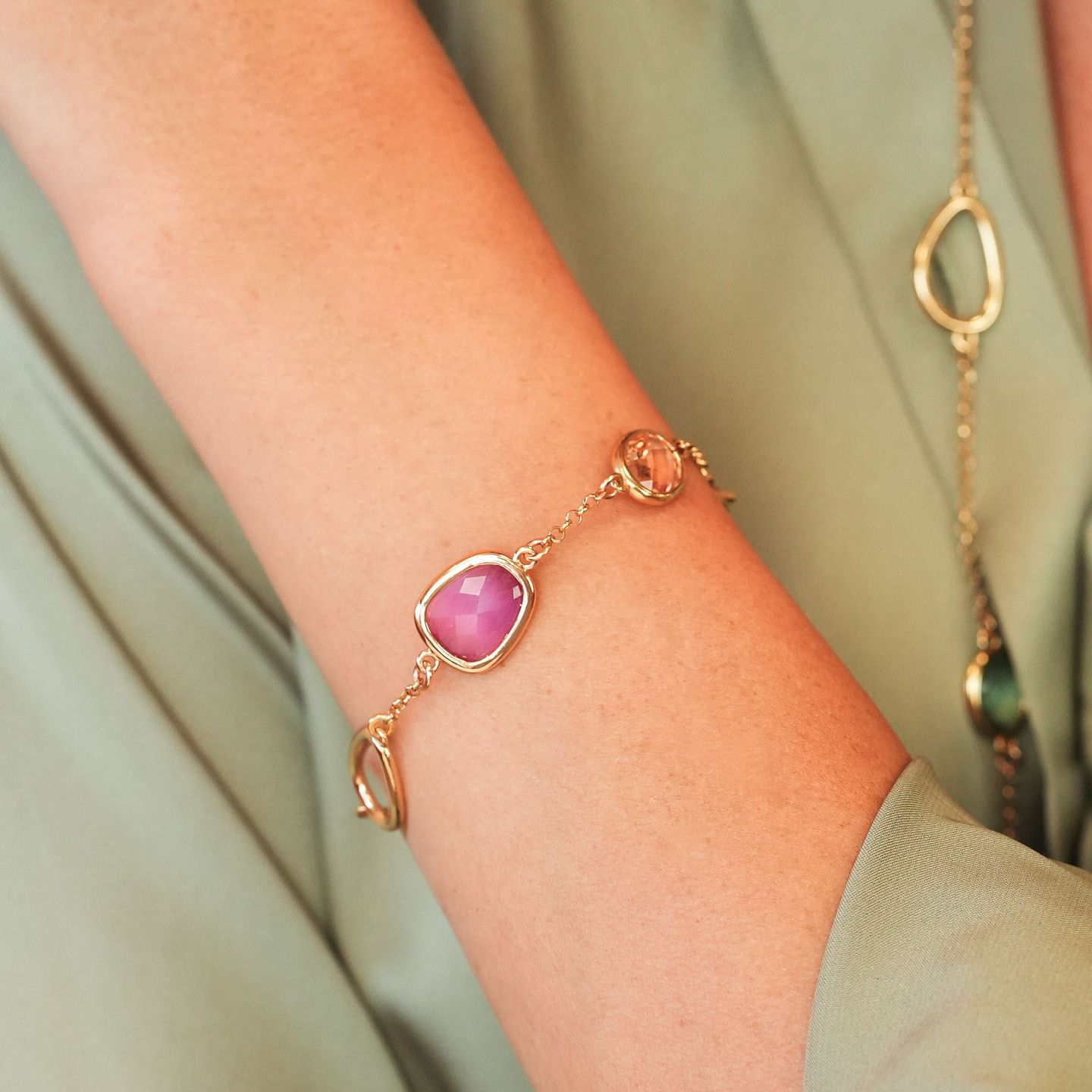 Bracciale Boccadamo Mediterranea Crisette Bronzo Pvd Oro e Cristalli