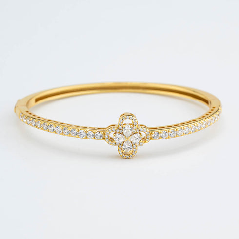 Bracciale Rigido Boccadamo Mediterranea Nexma Bronzo Pvd Oro Centrale Fiore Cristalli Contornati su Mezza Circonferenza