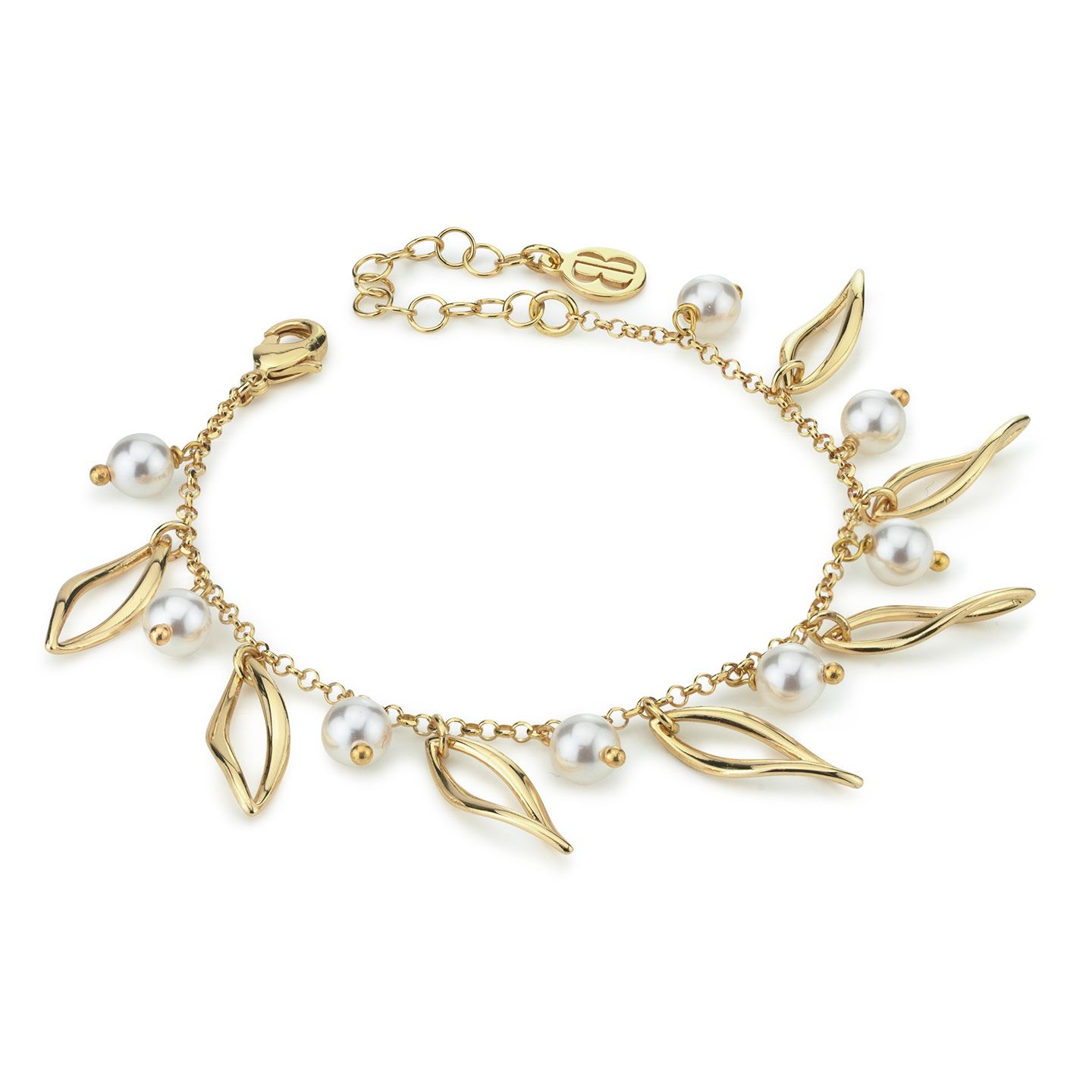 Bracciale Boccadamo Mediterranea Crisette Bronzo Pvd Oro con Charms e Perle