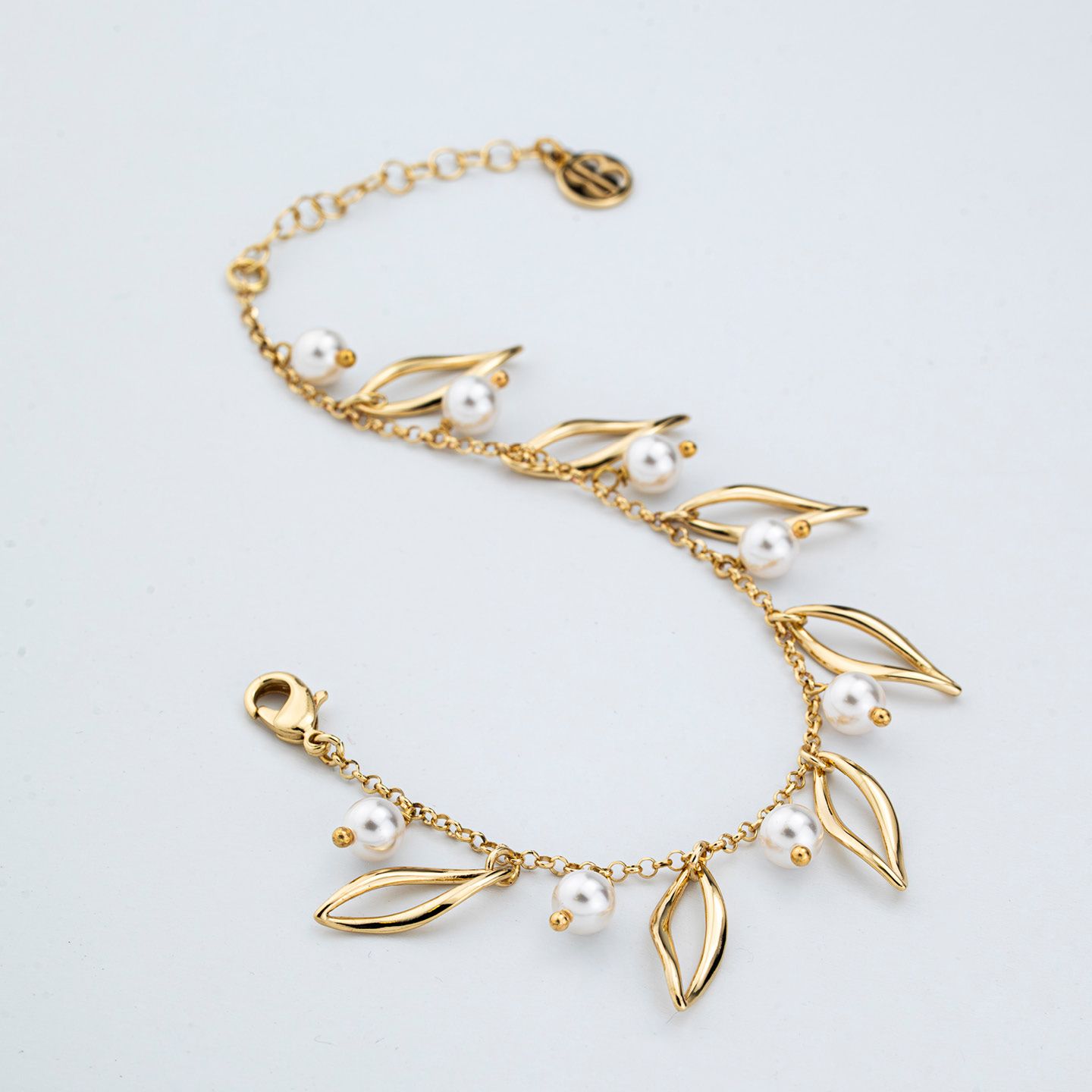 Bracciale Boccadamo Mediterranea Crisette Bronzo Pvd Oro con Charms e Perle