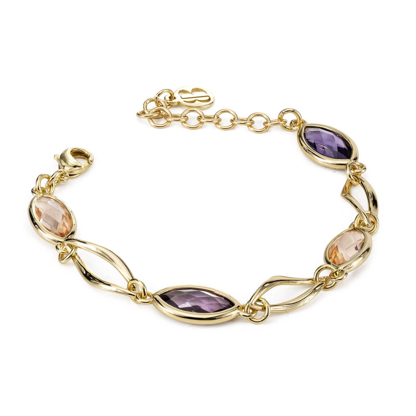Bracciale Boccadamo Mediterranea Crisette Bronzo Pvd Oro Cristalli Sfaccettati