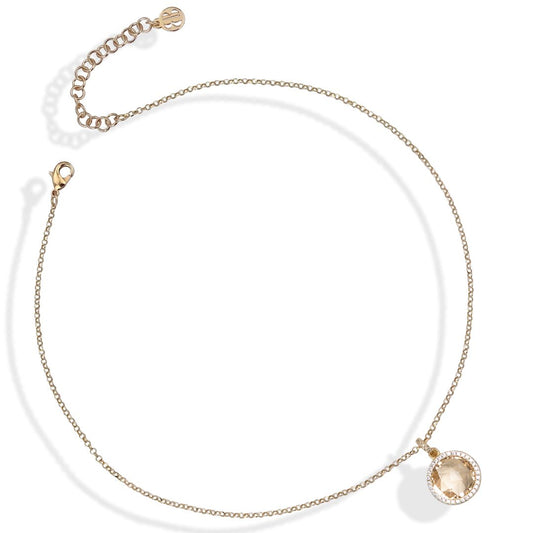 Collana Boccadamo Mediterranea Sharada Bronzo Pvd Oro Pendente Cristallo Contornato