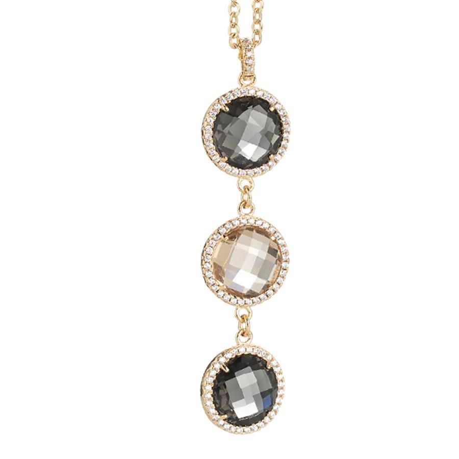 Collana Boccadamo Mediterranea Sharada Bronzo Pvd Oro Con Cristalli Sfaccettati e Contornati