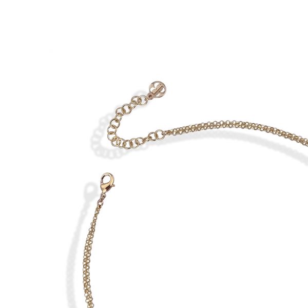 Collana a 2 Fili Boccadamo Mediterranea Sharada Bronzo Dorato Cerchi Contornati e Cristalli