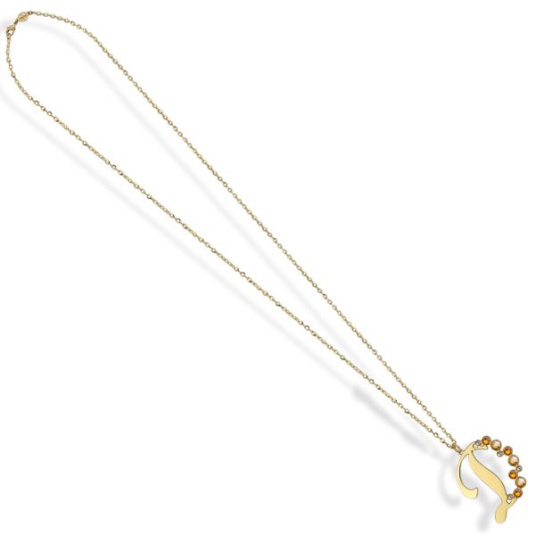 Collana Boccadamo Mediterranea Je Suis Bronzo Pvd Oro Pendente Lettera D Cristalli Ambra e Champagne