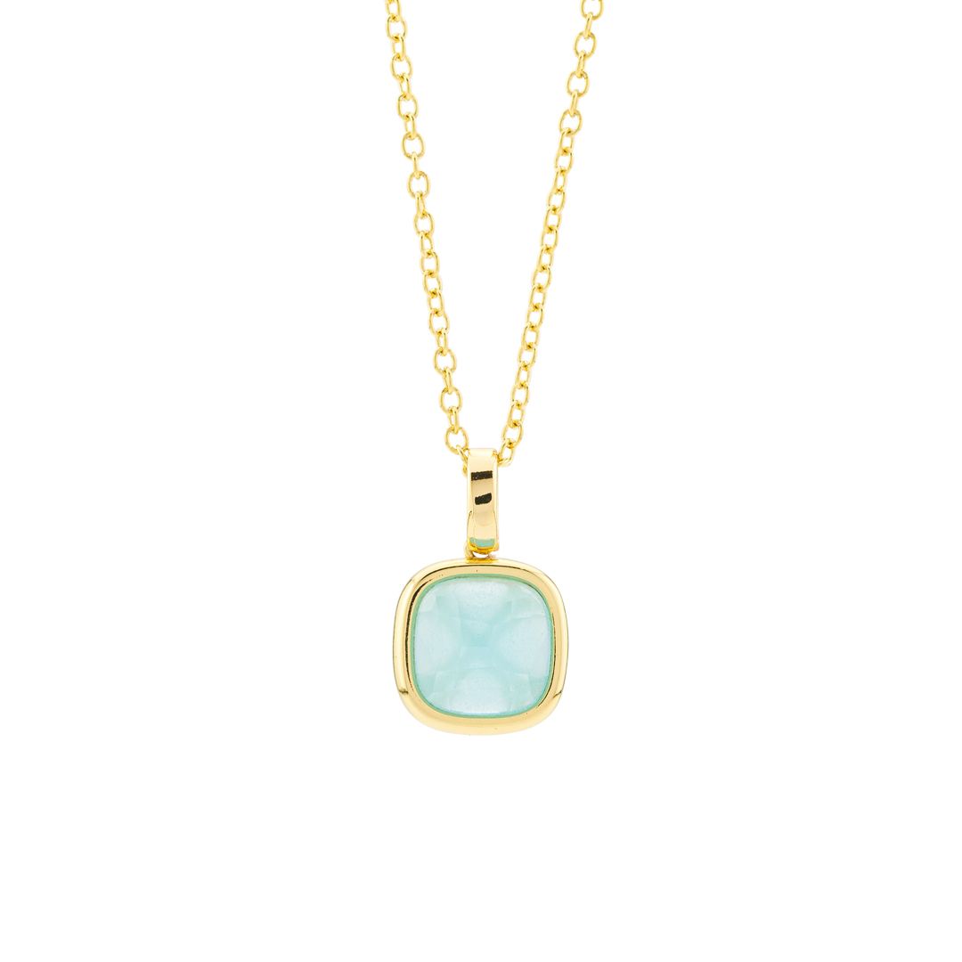Collana Boccadamo Crisette Pvd Oro Maglia Catena Pendente Cristallo Sfaccettato Azzurro