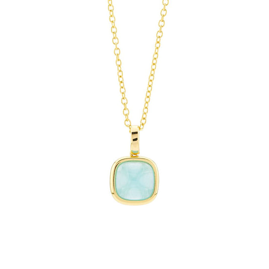 Collana Boccadamo Crisette Pvd Oro Maglia Catena Pendente Cristallo Sfaccettato Azzurro