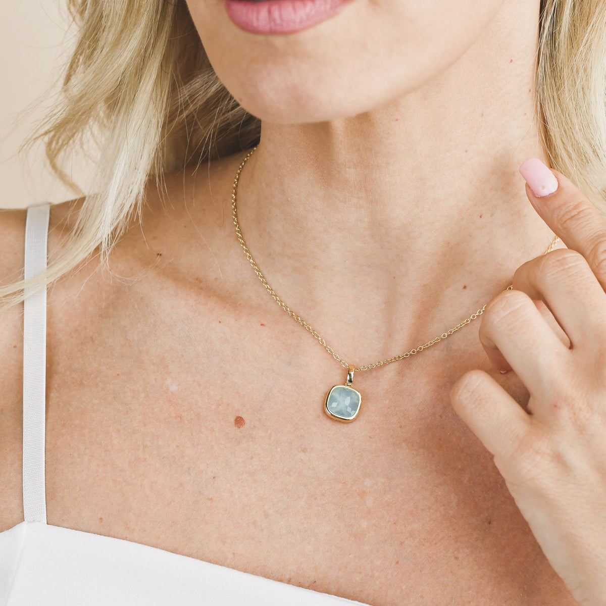 Collana Boccadamo Crisette Pvd Oro Maglia Catena Pendente Cristallo Sfaccettato Azzurro