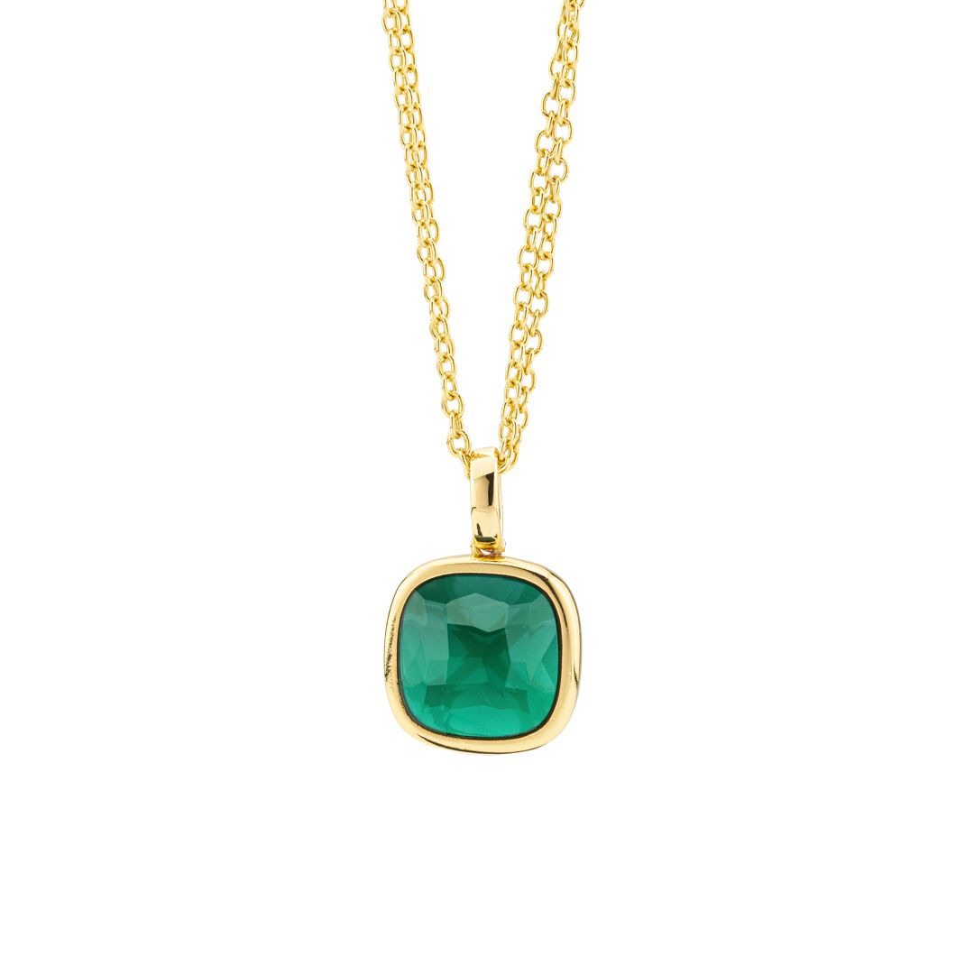 Collana 2 Fili Boccadamo Mediterranea Crisette Bronzo Pvd Oro Pendente Cristallo