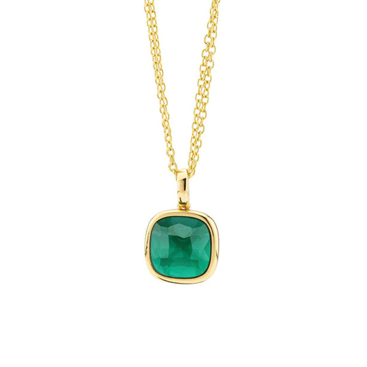 Collana 2 Fili Boccadamo Mediterranea Crisette Bronzo Pvd Oro Pendente Cristallo