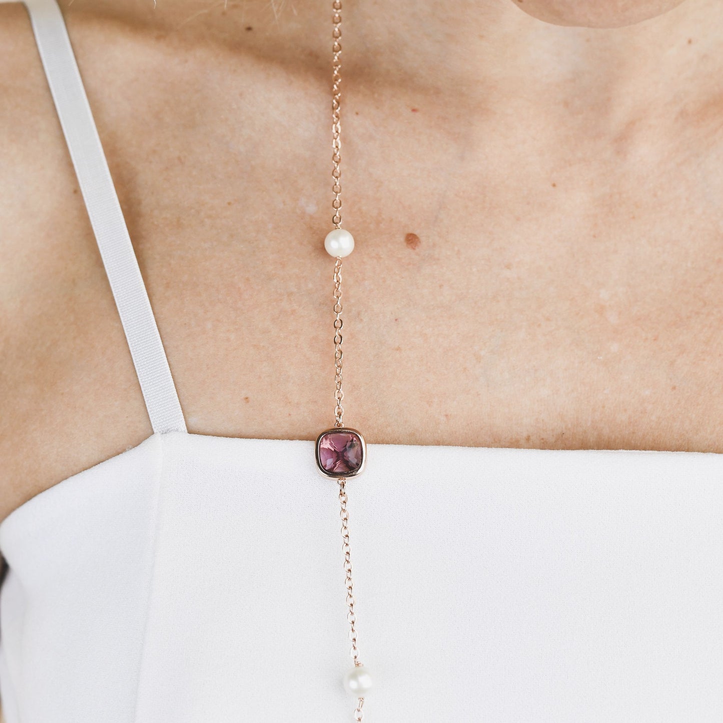 Collana Lunga Boccadamo Mediterranea Crisette Bronzo Pvd Oro Rosa Con Perle E Cristalli Multicolor