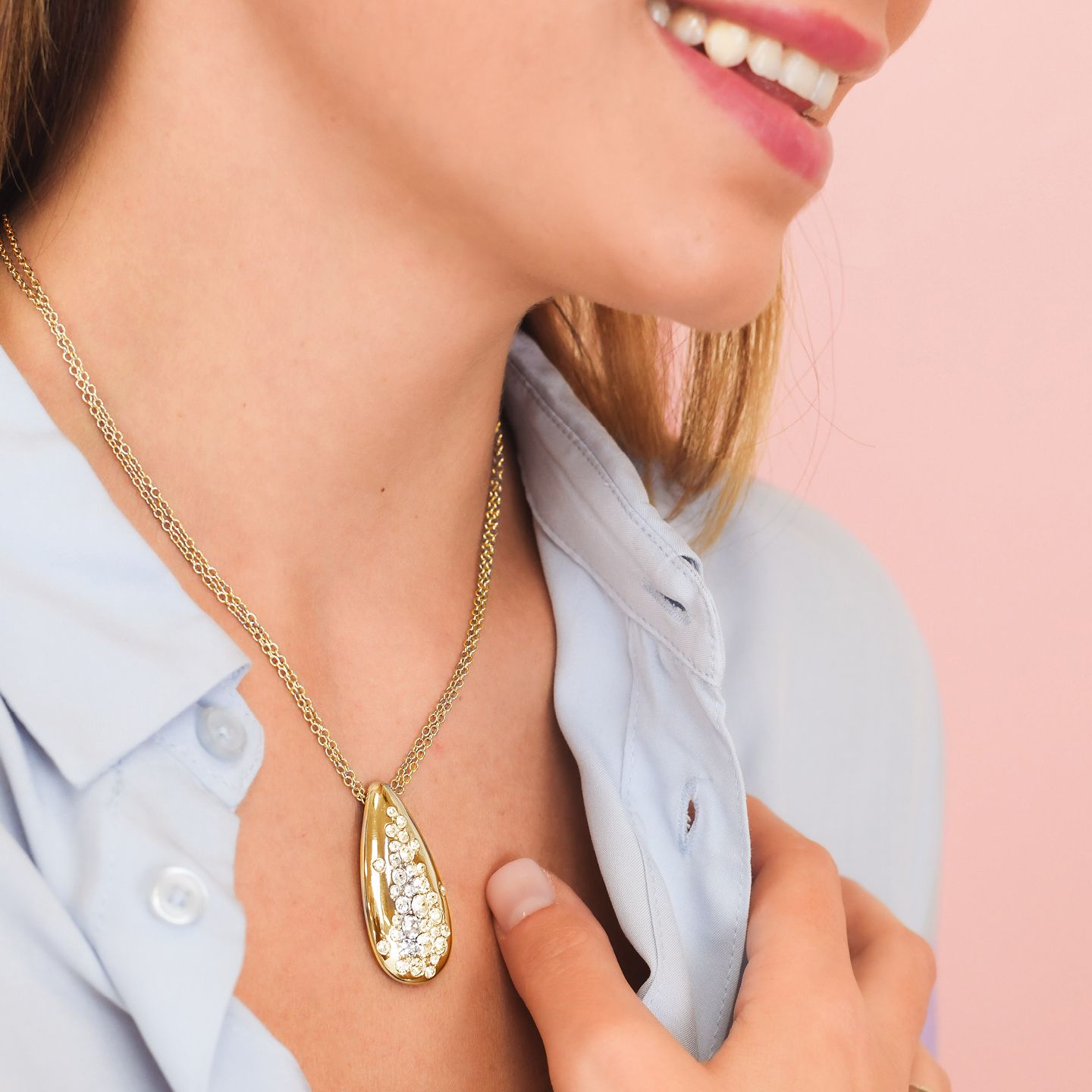 Collana Boccadamo Mediterranea Harem Bronzo Pvd Oro Con Pendente Goccia