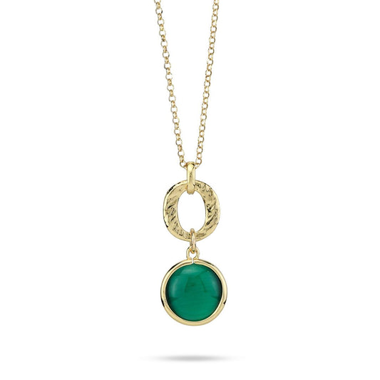 Collana Boccadamo Mediterranea Crisette Bronzo Pvd Oro Con Pendente Cristallo Verde