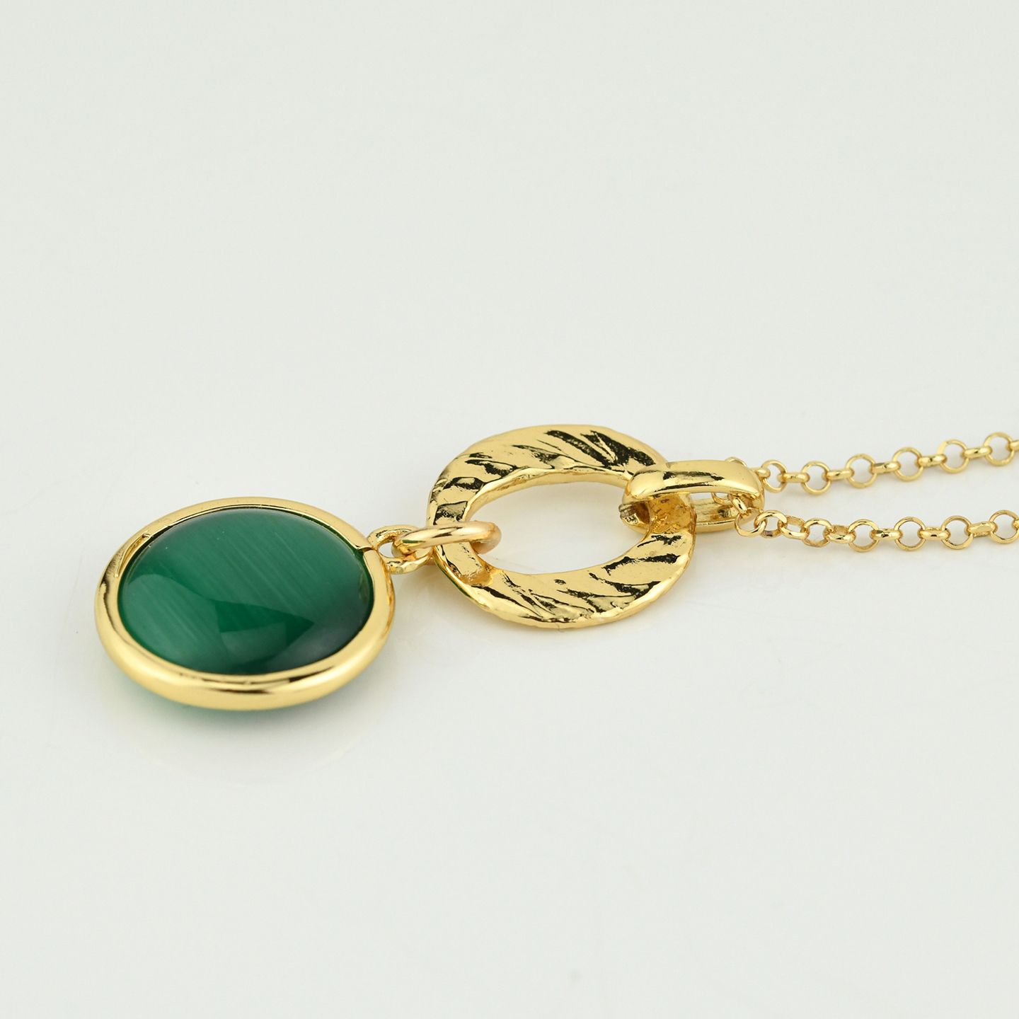 Collana Boccadamo Mediterranea Crisette Bronzo Pvd Oro Con Pendente Cristallo Verde
