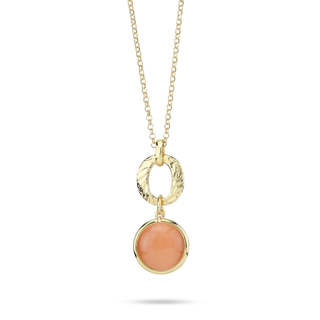 Collana Boccadamo Mediterranea Crisette Bronzo Pvd Oro Pendente Cristallo Arancione