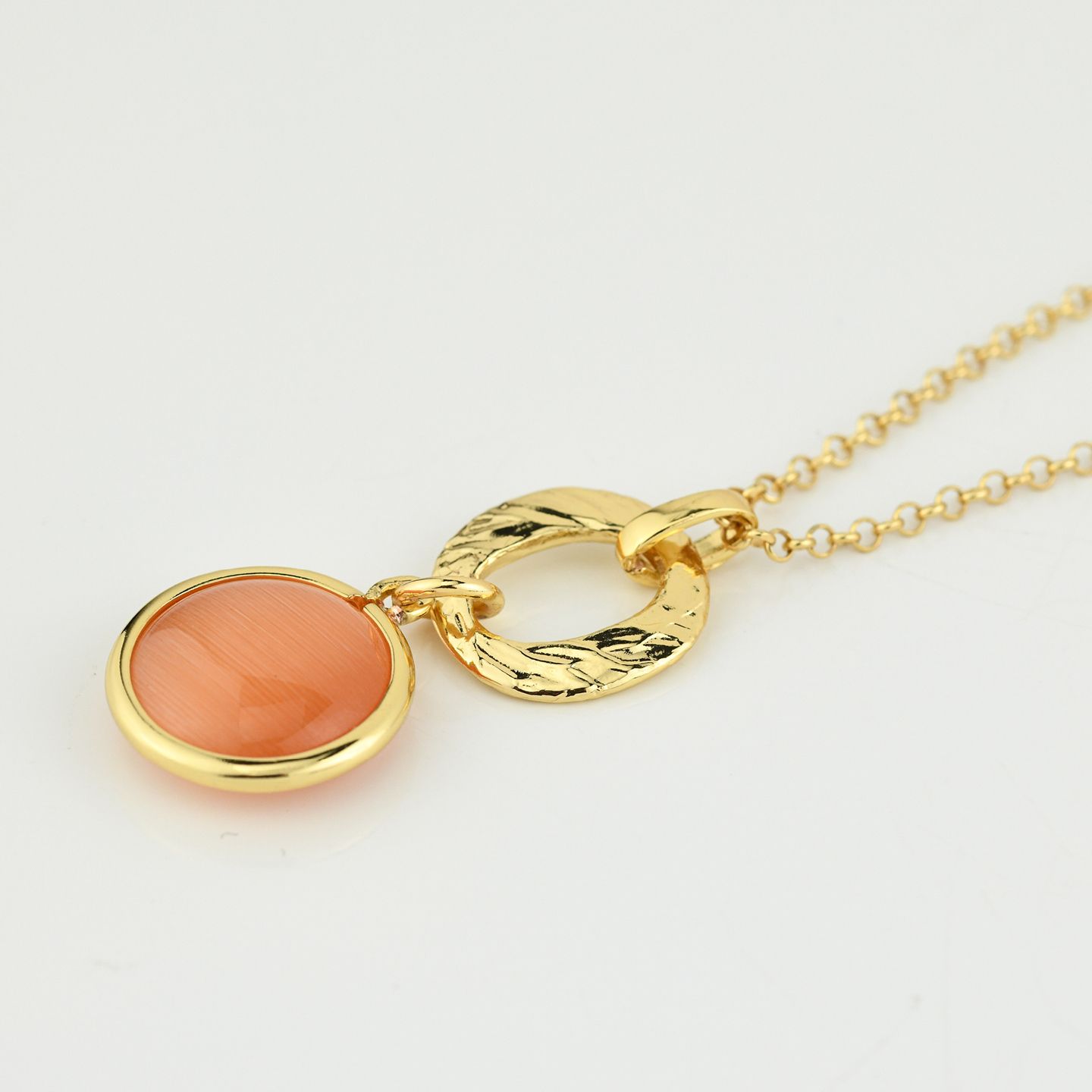 Collana Boccadamo Mediterranea Crisette Bronzo Pvd Oro Pendente Cristallo Arancione