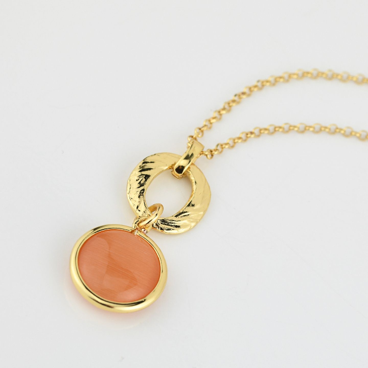 Collana Boccadamo Mediterranea Crisette Bronzo Pvd Oro Pendente Cristallo Arancione