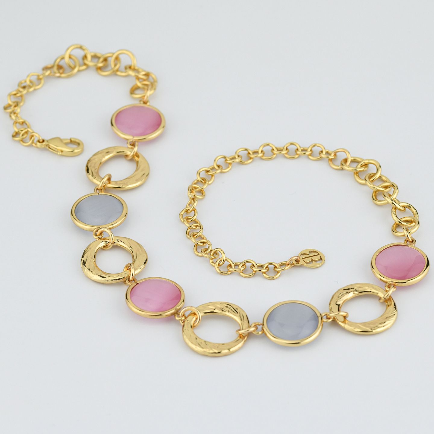 Collana Boccadamo Mediterranea Crisette Bronzo Pvd Oro Con Cristalli Cabochon