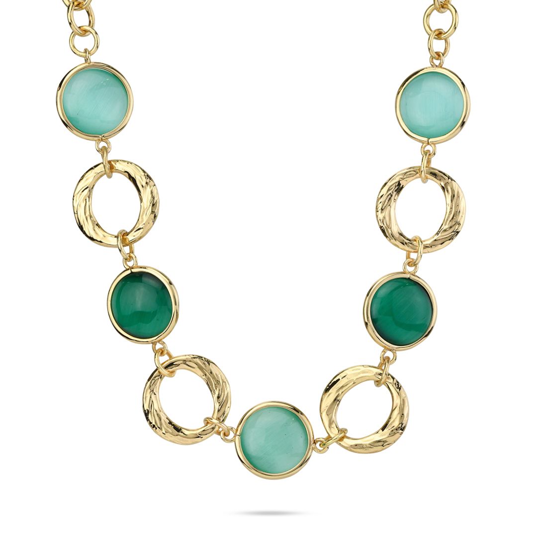 Collana Boccadamo Mediterranea Crisette Bronzo Pvd Oro e Cristalli Verdi