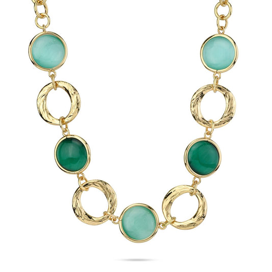 Collana Boccadamo Mediterranea Crisette Bronzo Pvd Oro e Cristalli Verdi