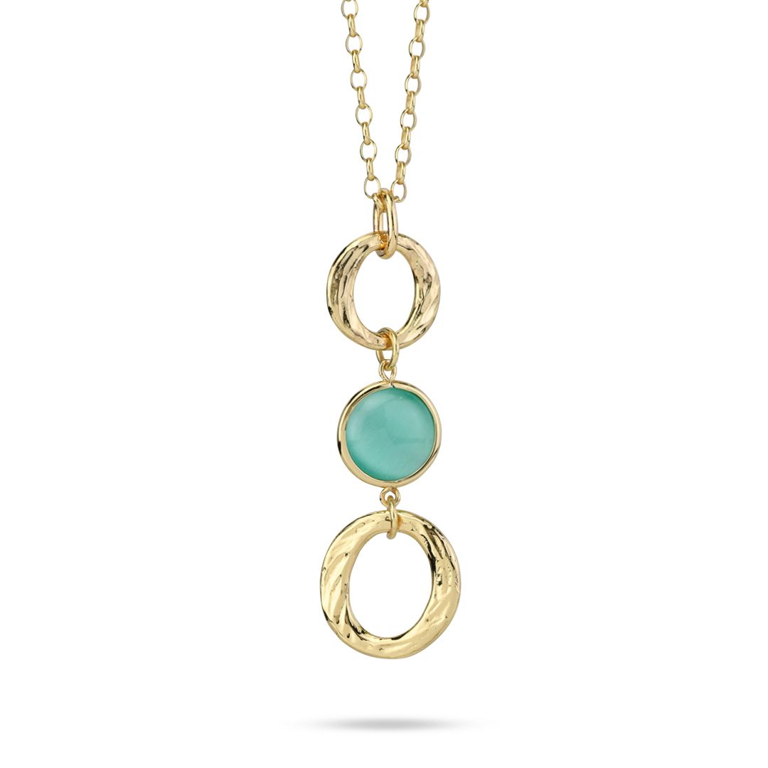 Collana Boccadamo Mediterranea Crisette Bronzo Pvd Oro Pendente con Cristallo