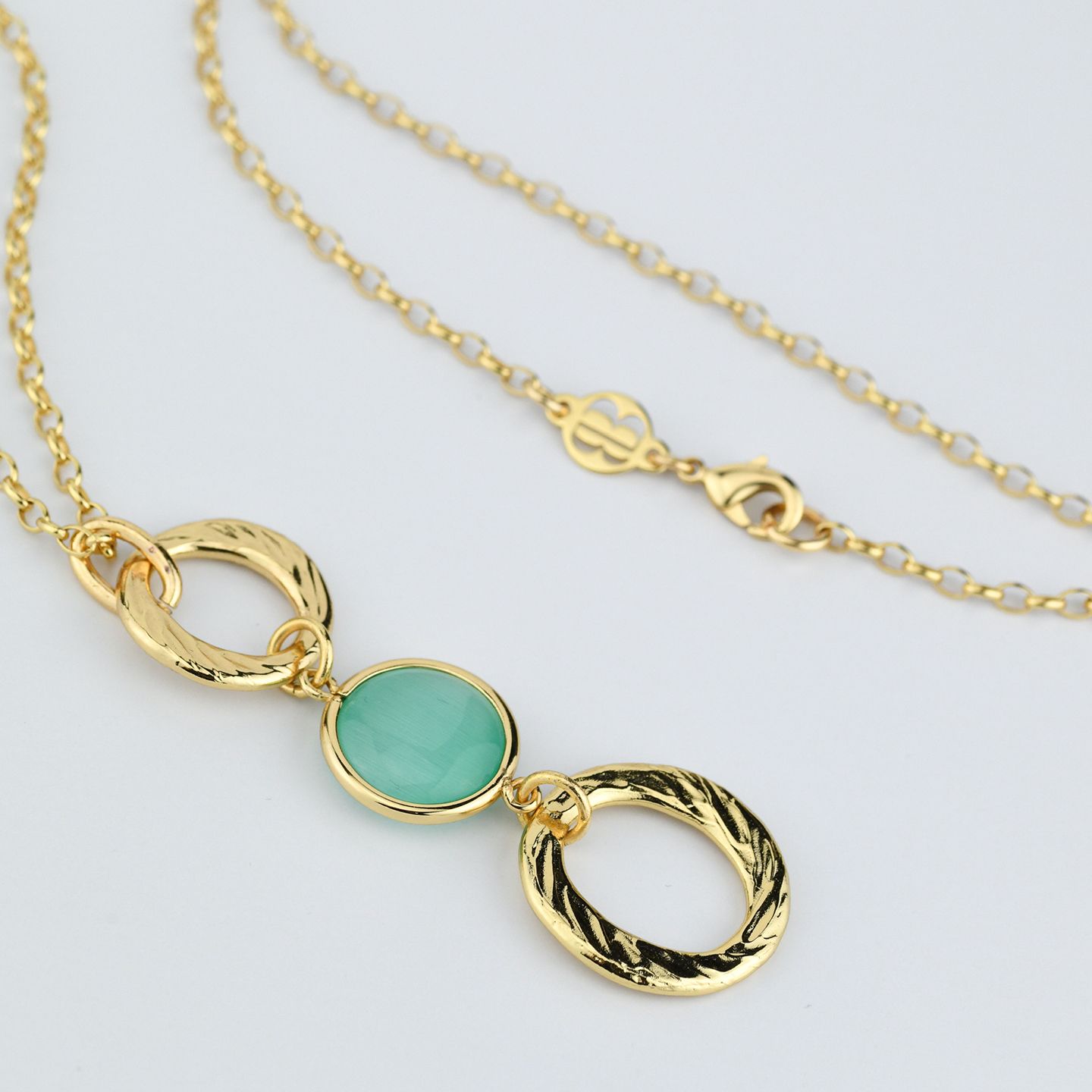 Collana Boccadamo Mediterranea Crisette Bronzo Pvd Oro Pendente con Cristallo
