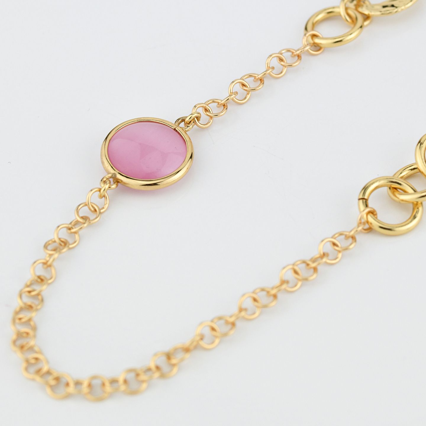 Collana Lunga Boccadamo Mediterranea Crisette Bronzo Pvd Oro con Cristalli Cabochon Rosa