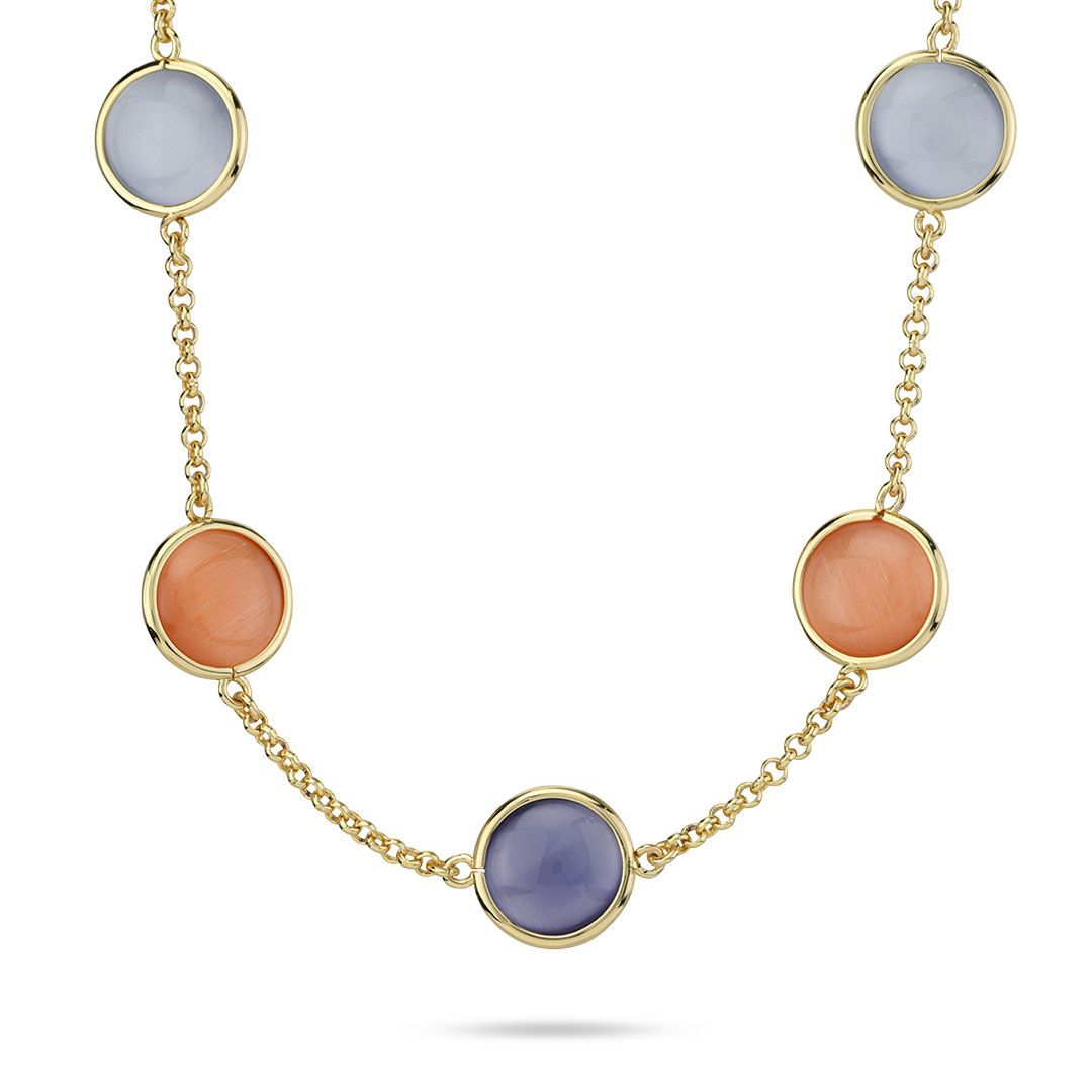 Collana Boccadamo Mediterranea Crisette Bronzo Pvd Oro e Cristalli Cabochon