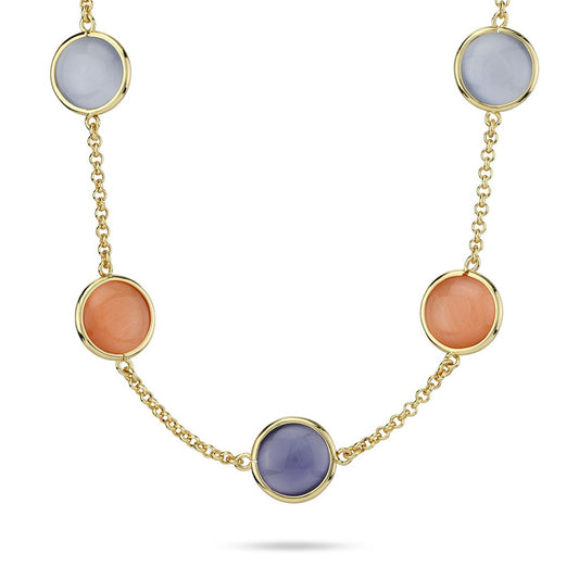 Collana Boccadamo Mediterranea Crisette Bronzo Pvd Oro e Cristalli Cabochon